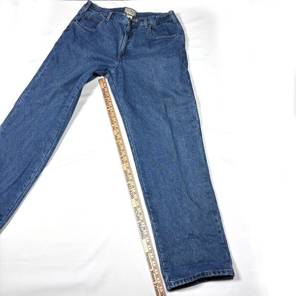 LL Bean Comfort Waist Flannel-Lined Blue Denim Jeans Winter Cold Wear Mens 38x34 - Picture 13 of 13